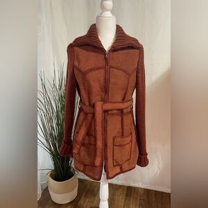 Vtg 70s Leather Jacket/sweater